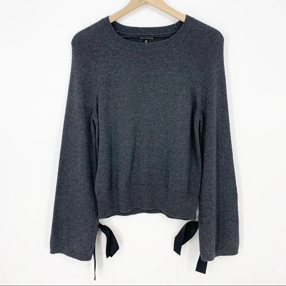 J.Crew‎ Mercantile Tie Bell-Sleeve Pullover Sweater